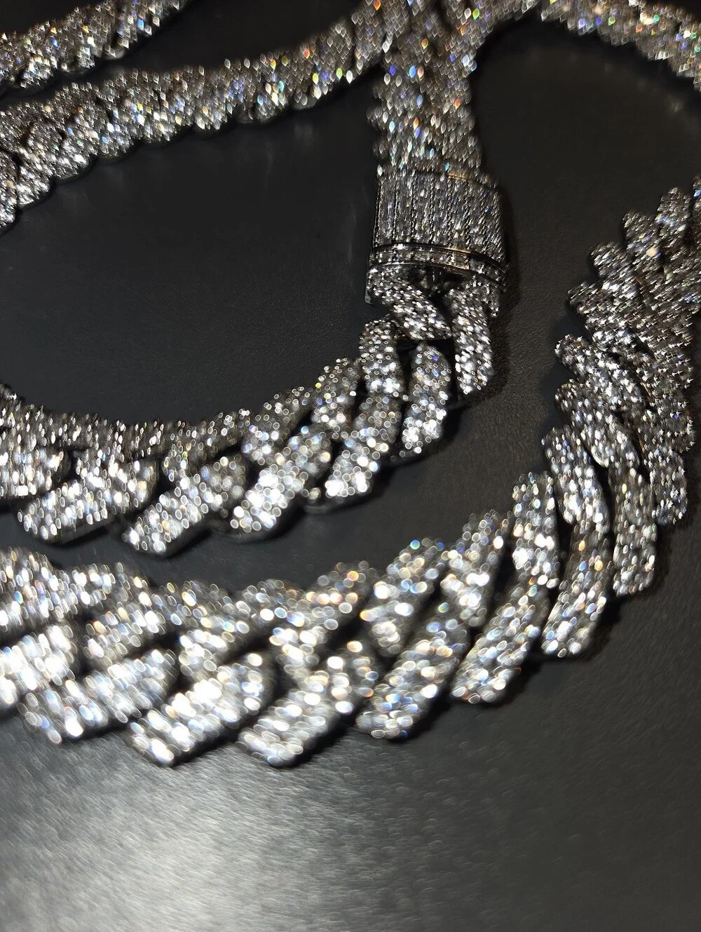 Iced Out 16 CT MOISSANITE Cuban Link Prong Chain Necklace 12mm / 24